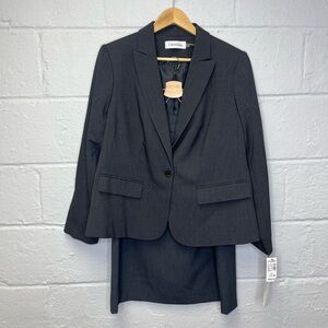 Calvin Klein Women's Charcoal Blazer and Skirt Set career work nwt